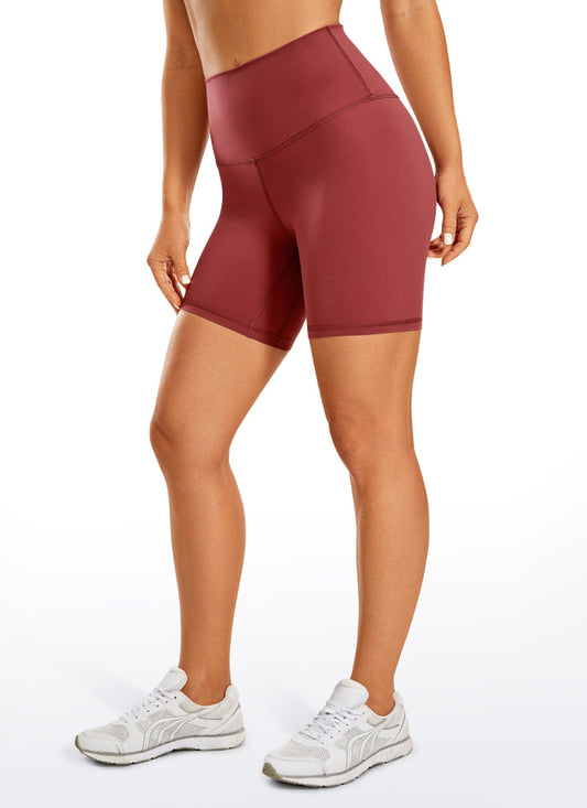 CRZ YOGA Women's Yoga High Rise Biker Shorts Nakedfeel Shorts 6'' Savannah