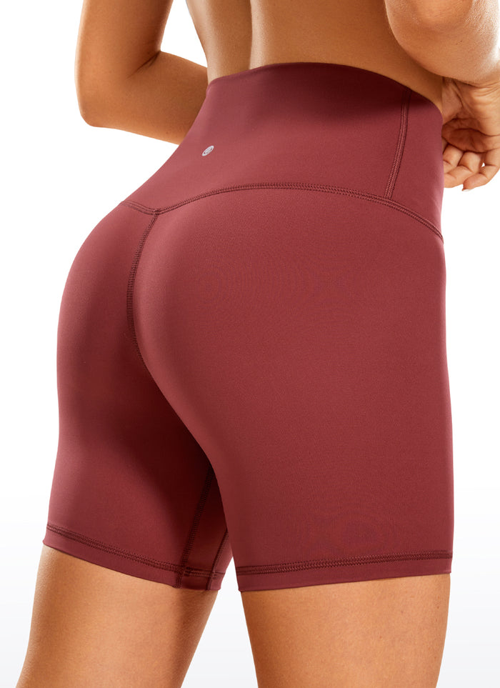 CRZ YOGA Women's Yoga High Rise Biker Shorts Nakedfeel Shorts 6'' Savannah