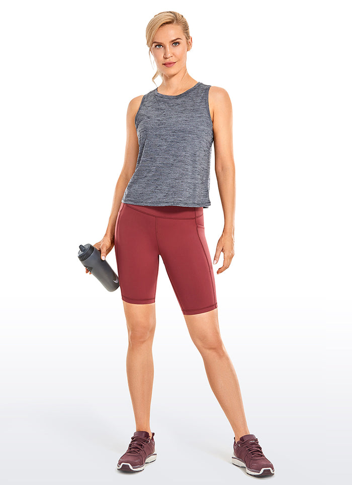 CRZ YOGA Women's Train High Rise Biker Nakedfeel Pocket Shorts 8'' Savannah