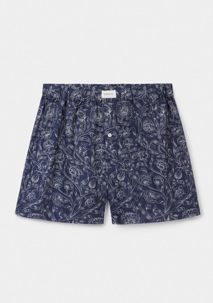 Navy Constantia Sketch Boxer Shorts Made with Liberty Fabrics, Boxer Shorts - SIRPLUS