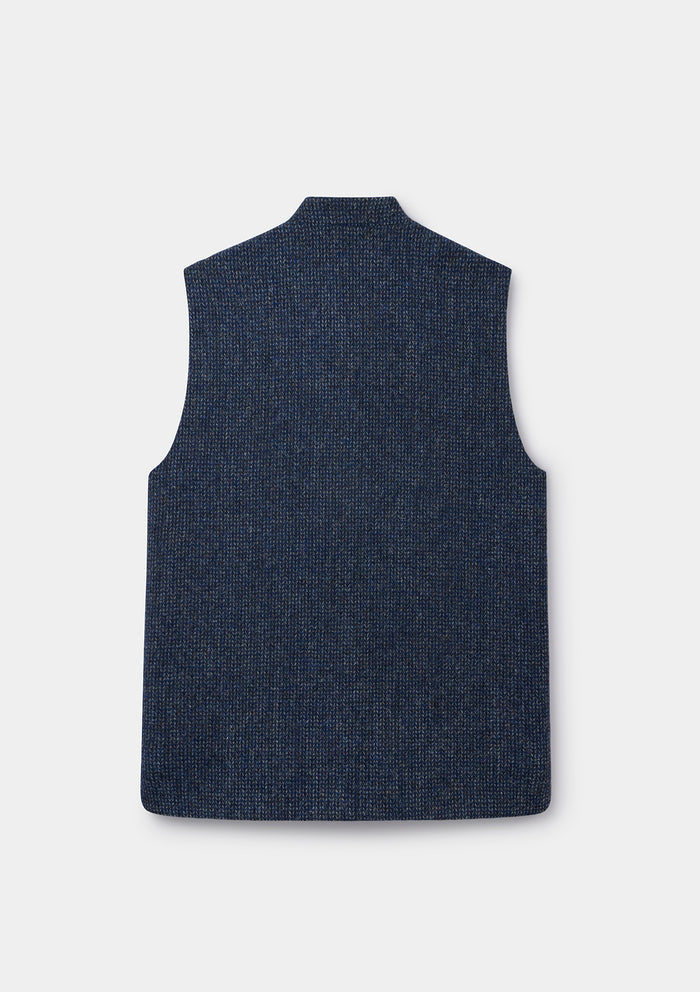 Navy Harris Tweed Nehru Waistcoat, Nehru Waistcoat - SIRPLUS
