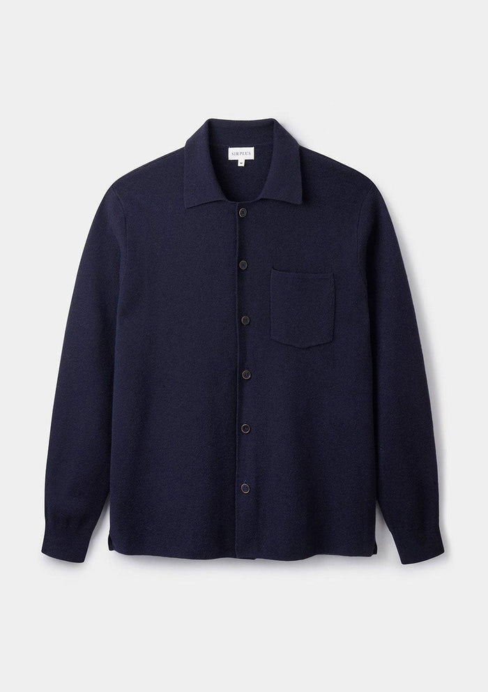 Men’s Navy Merino Wool Knit Polo Shirt | Knitwear by SIRPLUS
