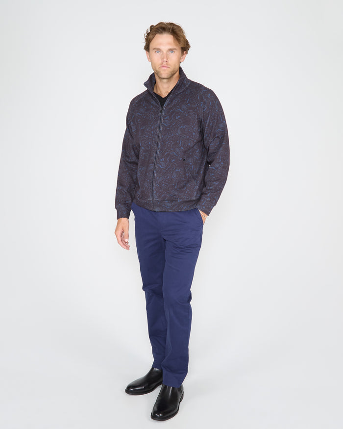 NEVILLE MADRID PAISLEY FULL-ZIP JACKET - NAVY