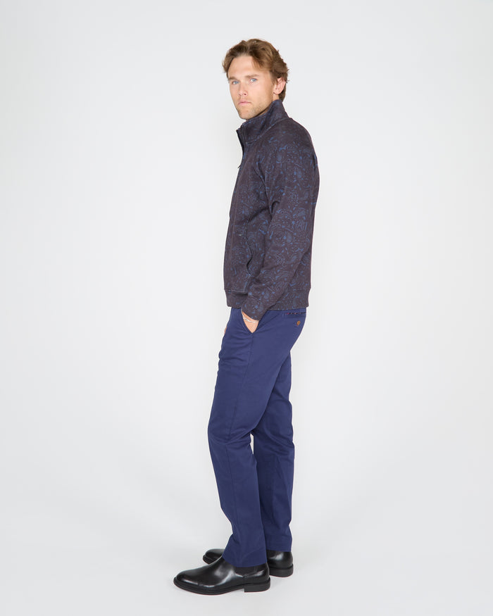 NEVILLE MADRID PAISLEY FULL-ZIP JACKET - NAVY