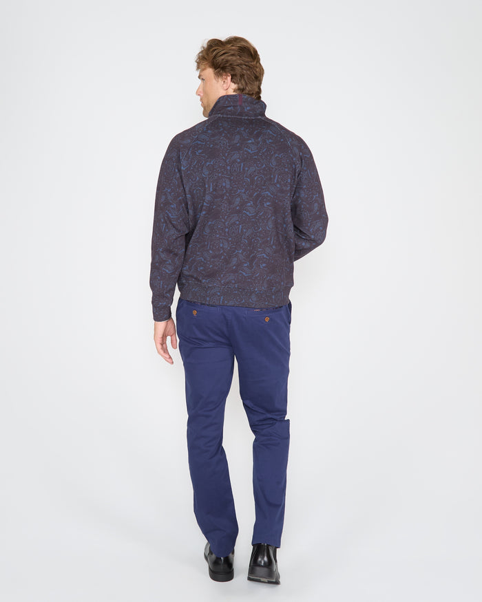 NEVILLE MADRID PAISLEY FULL-ZIP JACKET - NAVY