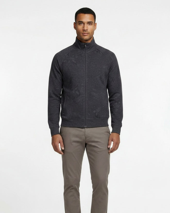NEVILLE MONTGAT PAISLEY FULL-ZIP JACKET - BLACK