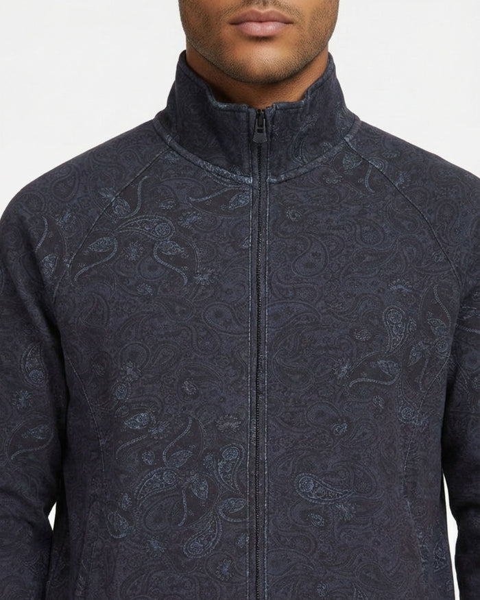NEVILLE MONTGAT PAISLEY FULL-ZIP JACKET - BLACK