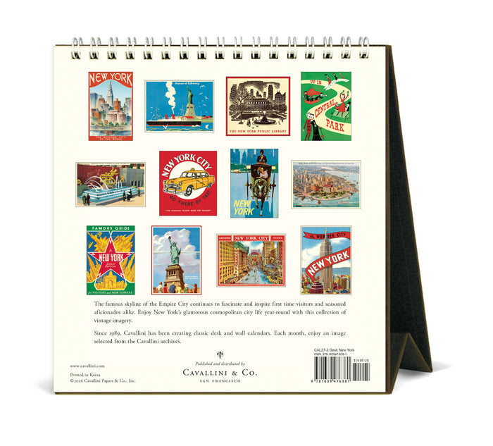 Calendar with New York-themed designs on a white background