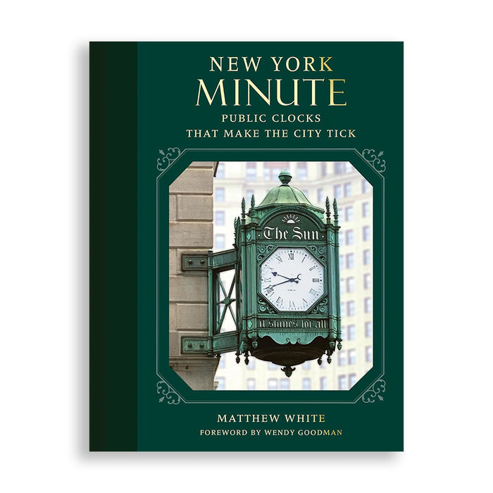 Book cover of 'New York Minute' with a clock illustration on a green background