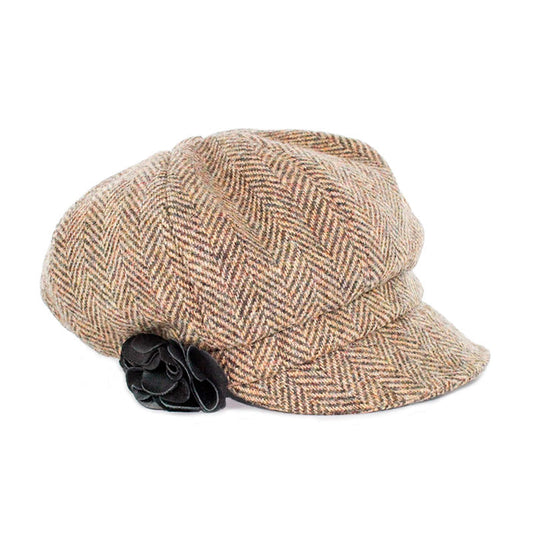 Newsboy Hat - Light Brown Herringbone