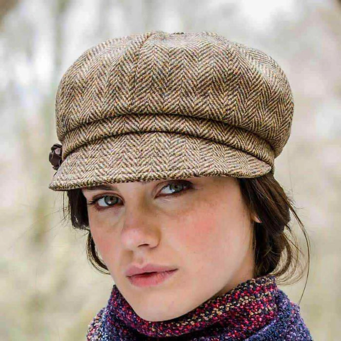 Newsboy Hat - Light Brown Herringbone