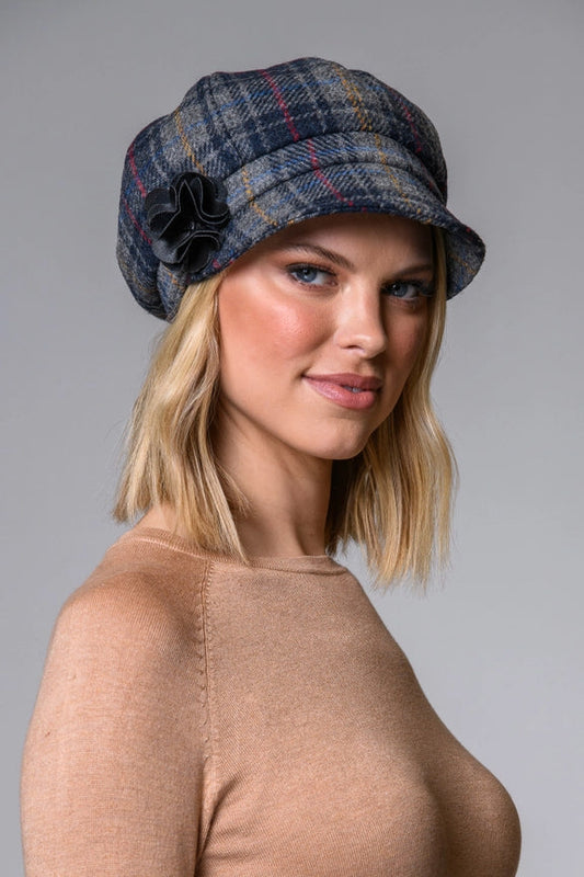 Newsboy Hat - Navy Multi Plaid