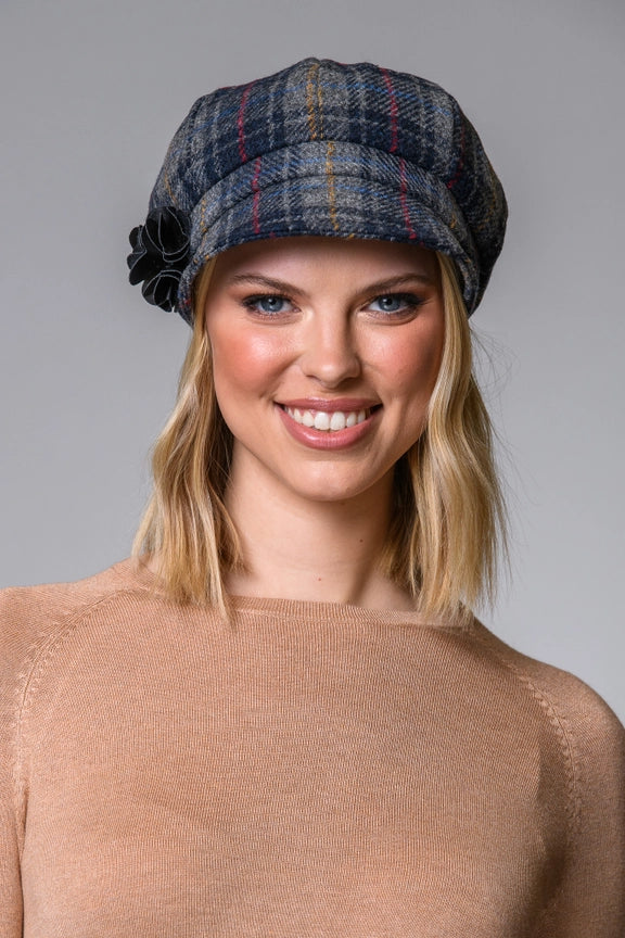 Newsboy Hat - Navy Multi Plaid