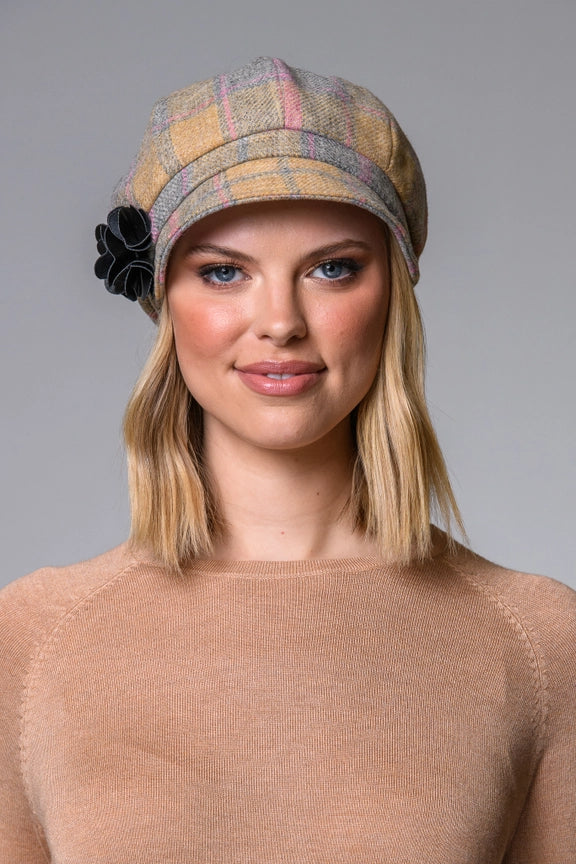 Newsboy Hat - Pastel Yellow Plaid