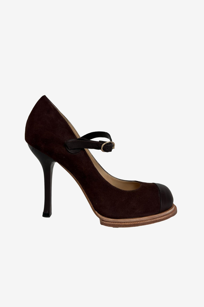 Nicola Finetti Leather & Brown suede heels