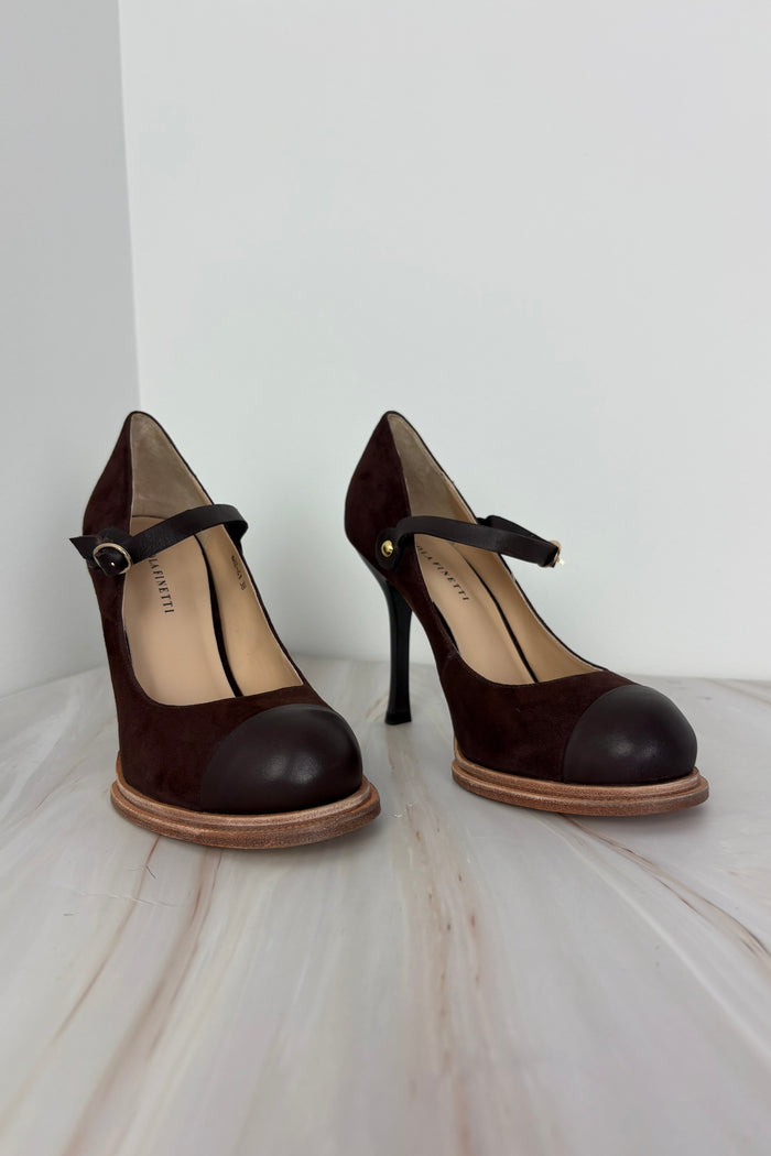 Nicola Finetti Leather & Brown suede heels