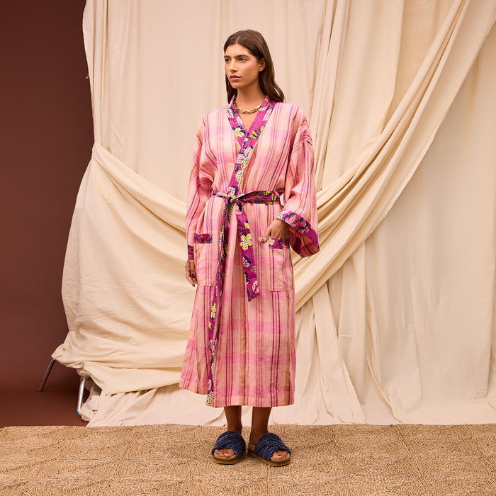 Nicolette Linen Robe - Poudre