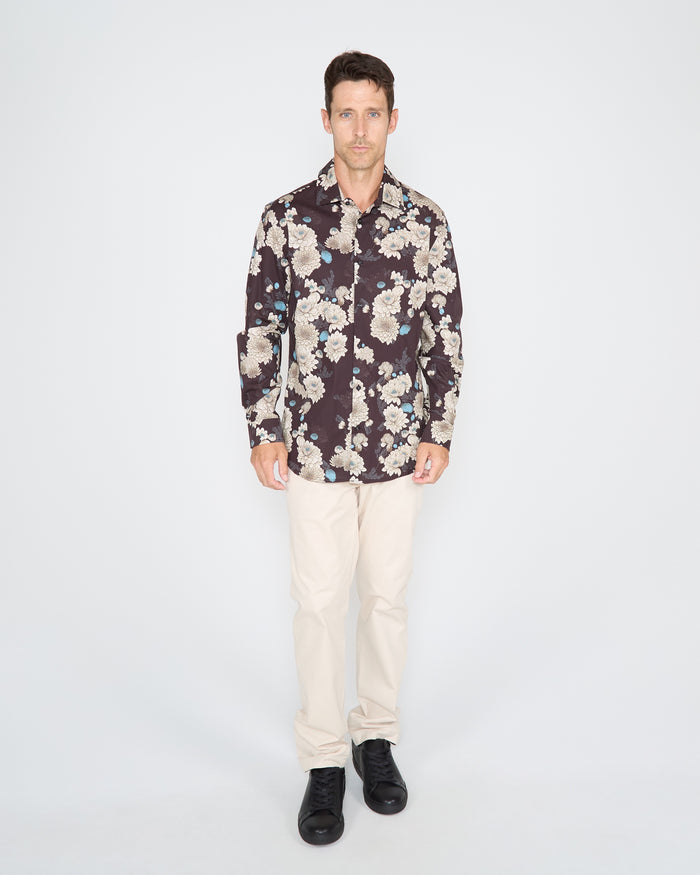 NIGEL SERIOUS FLORAL SHIRT - BLACK