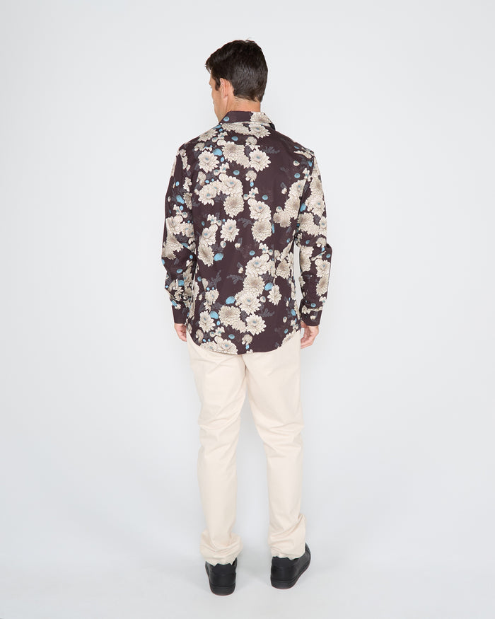 NIGEL SERIOUS FLORAL SHIRT - BLACK