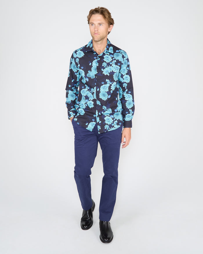 NIGEL SERIOUS FLORAL SHIRT - NAVY
