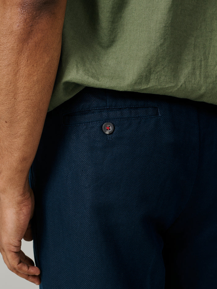 Aubin Navy Hopsack Northfield Relaxed Fit Trouser | Linen Trousers