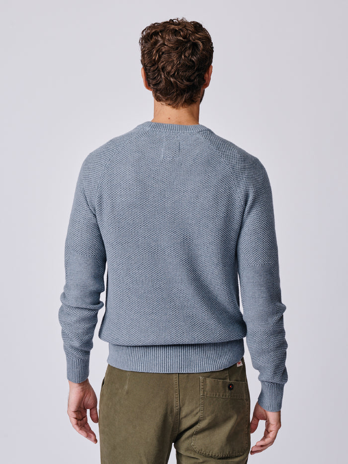 Aubin Pale Blue Norton Cotton Merino Textured Crew Neck | Crew Neck
