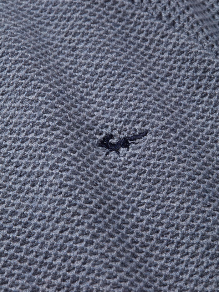 Aubin Pale Blue Norton Cotton Merino Textured Crew Neck | Crew Neck