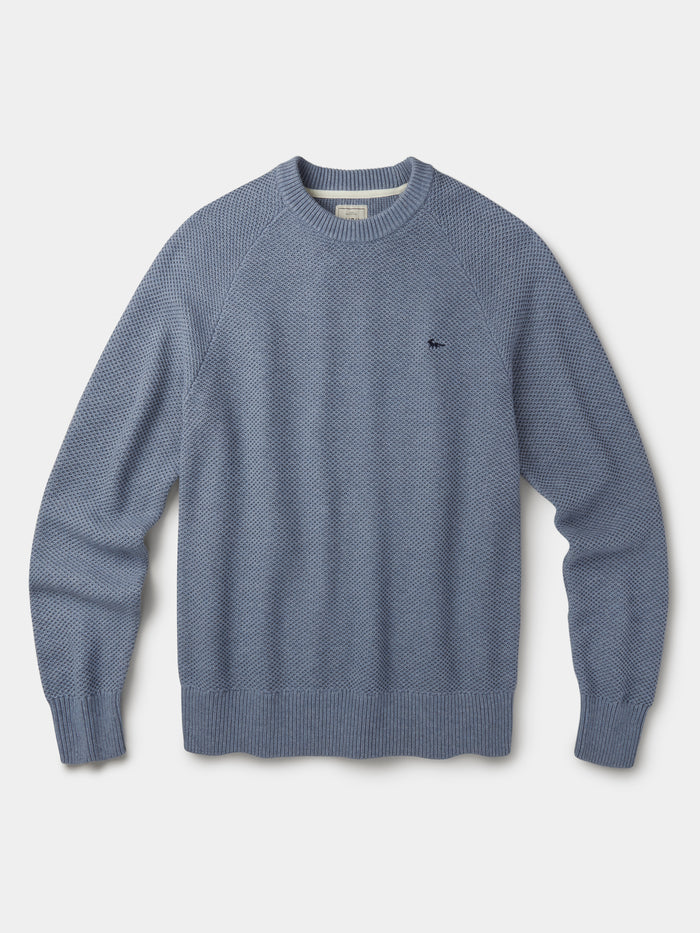 Aubin Pale Blue Norton Cotton Merino Textured Crew Neck | Crew Neck