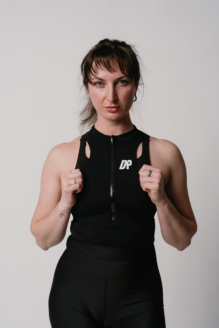 Nulux Cropped Half-Zip Track Tank Top