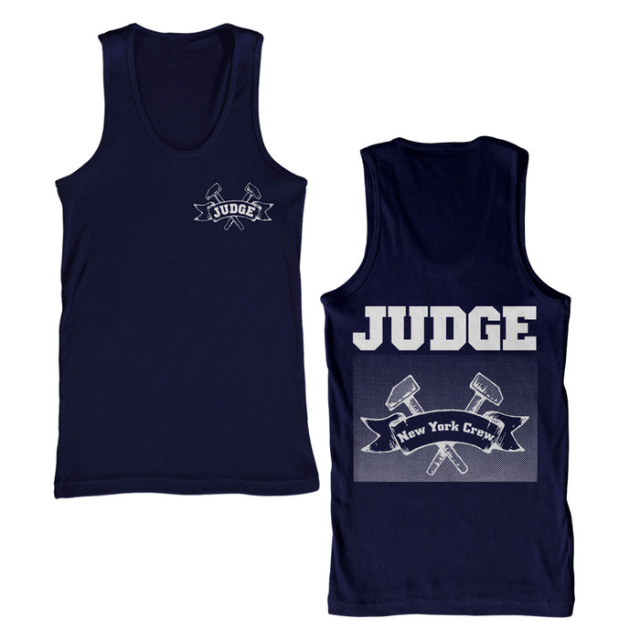 judge NY Crew Navy Tank Top front and back