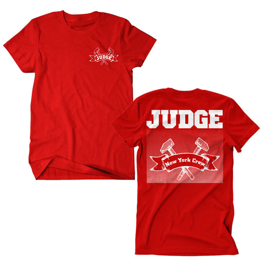 judge NYC Hammers Red T-Shirt front and back