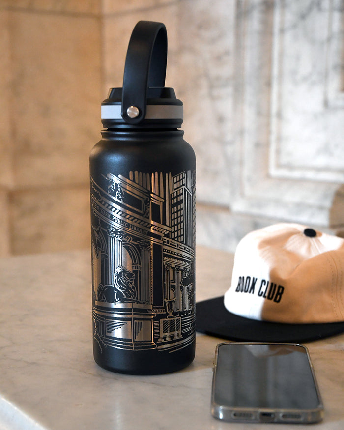 NYPL Building Etched Water Bottle - The New York Public Library Shop