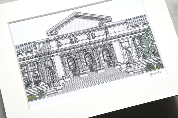 Close-up of architectural drawing of NYPL's flagship building.