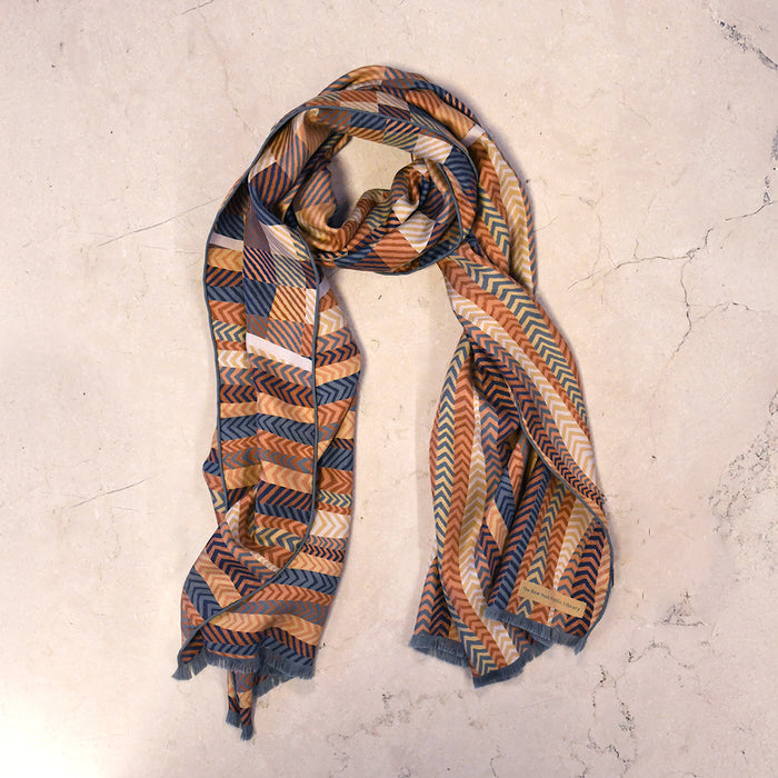 NYPL Melange Abstract Sandwashed Silk Oblong Scarf