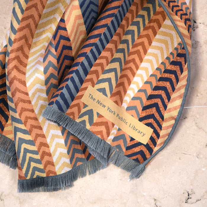 NYPL Melange Abstract Sandwashed Silk Oblong Scarf