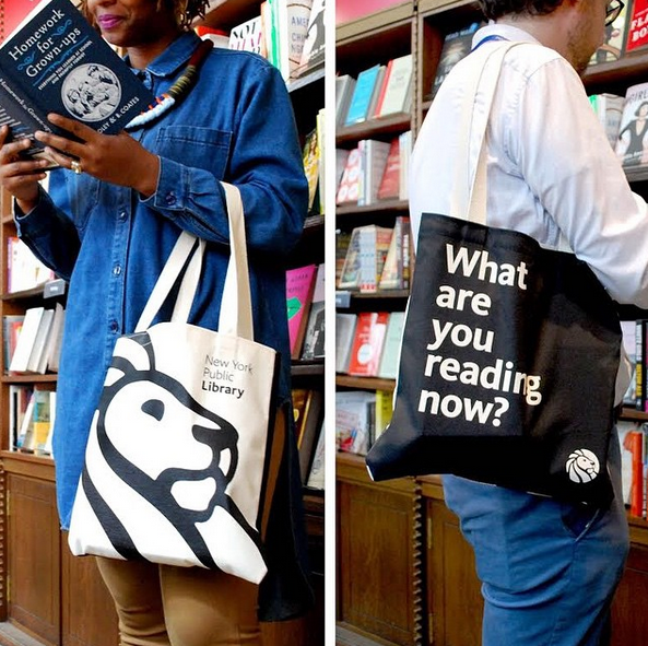 Collage showing both sides of the tote bag.