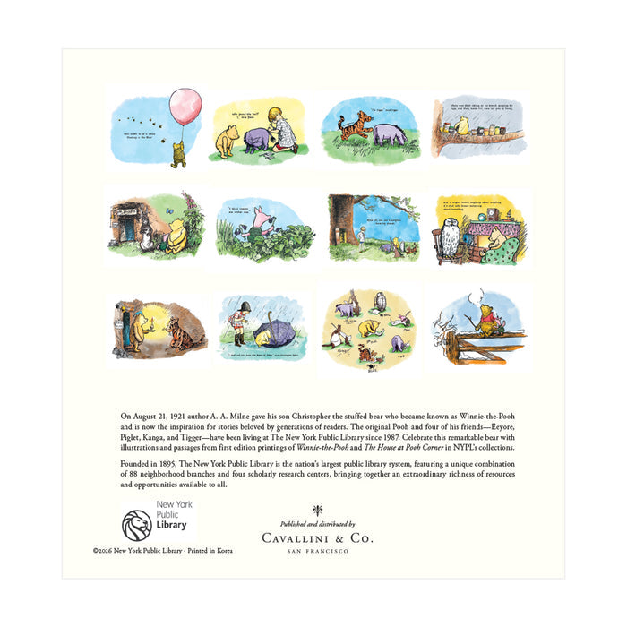 A square art print featuring nine whimsical vintage illustrations of children and animals in pastel tones, with a block of text and publisher logos at the bottom. The print is shown against a light gray background.