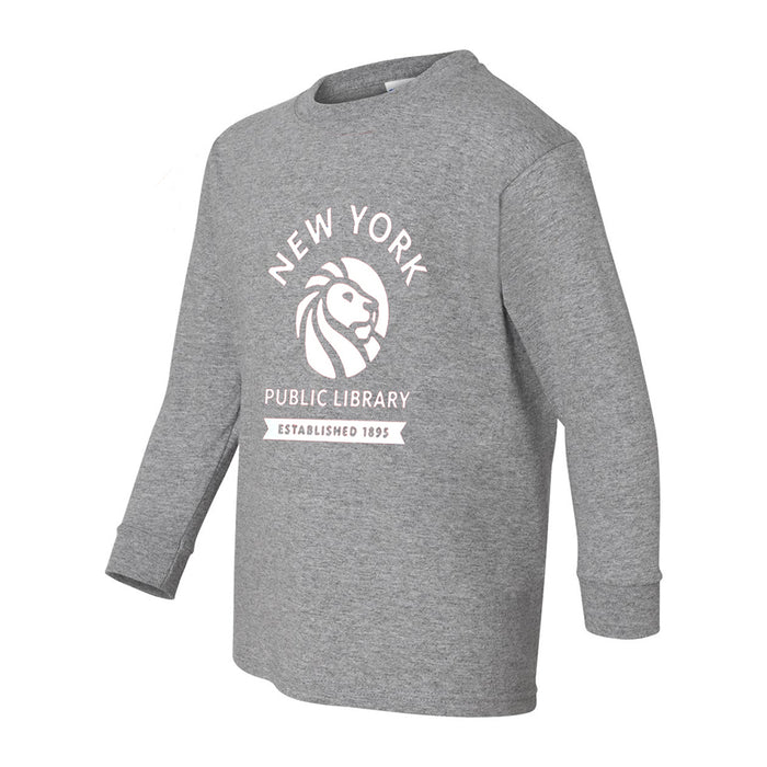 NYPL Youth Heathered Gray Long Sleeve T-Shirt - The New York Public Library Shop