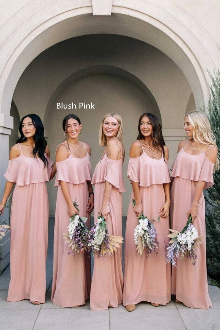 Off The Shoulder Navy Blue Long Bridesmaid Dress