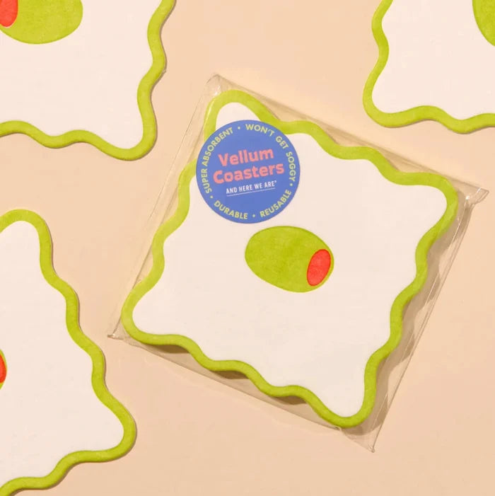 Olive Crudité Vellum Coasters