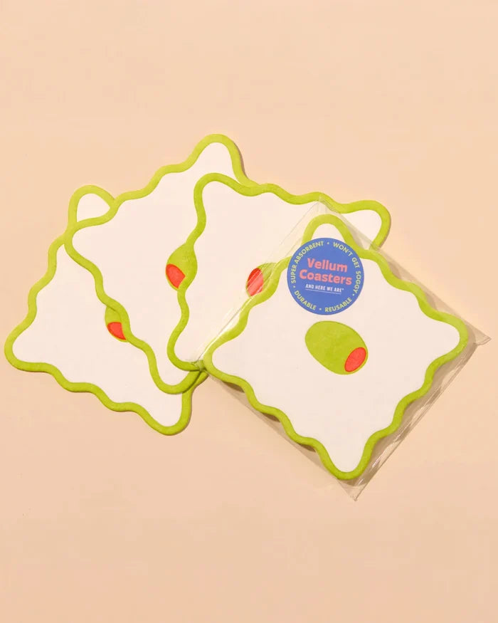 Olive Crudité Vellum Coasters