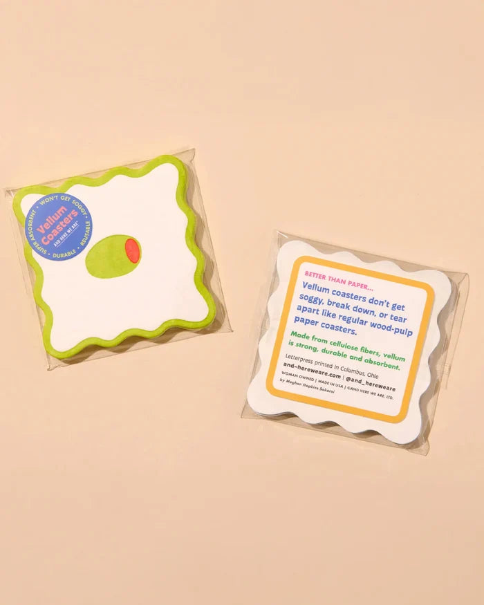 Olive Crudité Vellum Coasters