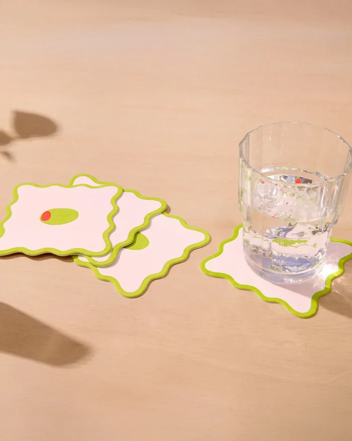 Olive Crudité Vellum Coasters