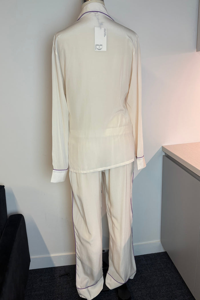 Olivia Von Halle Cream and Purple Trim Set
