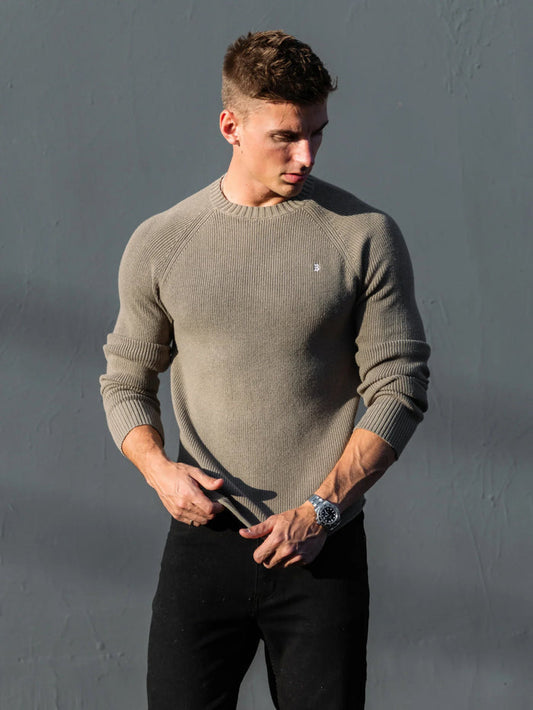 Olton Anchor Knit Jumper - Safari Green