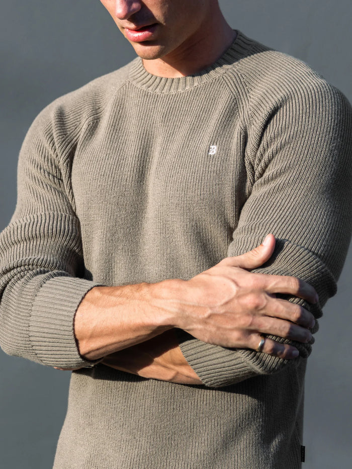Olton Anchor Knit Jumper - Safari Green