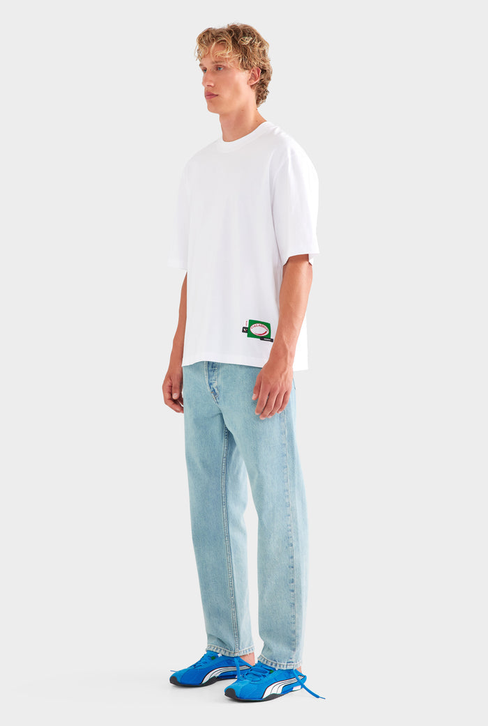 Oversized Cotton T Shirt - White/Multi Patch