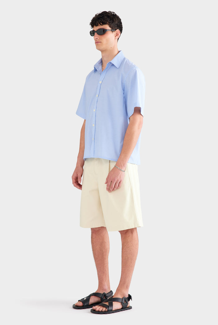 Oversized Stripe Short Sleeve Shirt - Blue/White Stripe