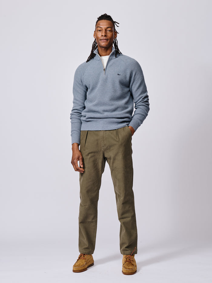 Aubin Pale Bliue Owmby Cotton Zip Neck | Zip Neck