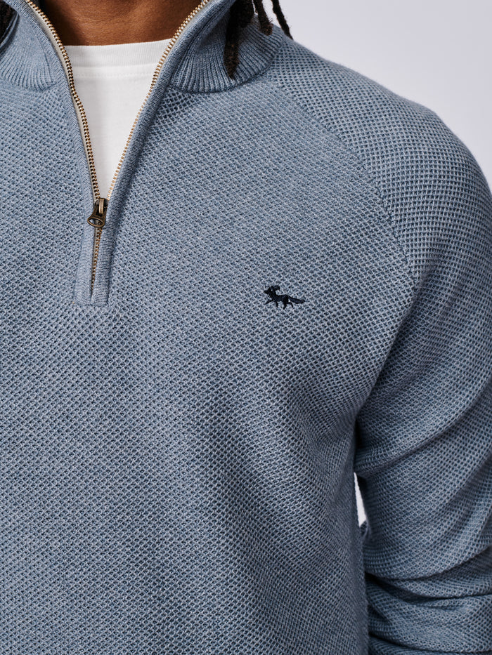 Aubin Pale Bliue Owmby Cotton Zip Neck | Zip Neck
